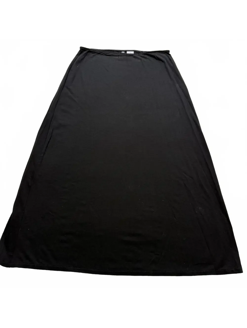 J. CREW Sz XS Black Pullon Midi Slip Skirt Rayon/Spandex Quiet Luxury Whimsigoth